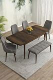 Rovena Eylül Barok 80x132 Açılabilir Mdf Mutfak Masası Takımı 4 Adet Sandalye+1 Bench