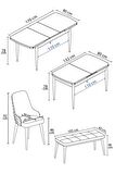 Rovena Eylül Beyaz Mermer 80x132 Açılabilir Mdf Mutfak Masası Takımı 4 Adet Sandalye+1 Bench