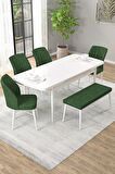 Rovena Arel Beyaz 80x132 Açılabilir Mdf Mutfak Masası Takımı 4 Adet Sandalye + 1 Bench