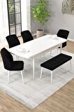Rovena Arel Beyaz 80x132 Açılabilir Mdf Mutfak Masası Takımı 4 Adet Sandalye + 1 Bench