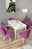 Rovena Arel Beyaz 80x132 Açılabilir Mdf Mutfak Masası Takımı 6 Adet Sandalye