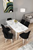 Rovena Arel Beyaz 80x132 Açılabilir Mdf Mutfak Masası Takımı 6 Adet Sandalye