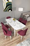 Rovena Arel Beyaz 80x132 Açılabilir Mdf Mutfak Masası Takımı 6 Adet Sandalye