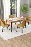 Rovena Arel Meşe 80x132 Açılabilir Mdf Mutfak Masası Takımı 4 Adet Sandalye