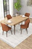 Rovena Arel Meşe 80x132 Açılabilir Mdf Mutfak Masası Takımı 4 Adet Sandalye