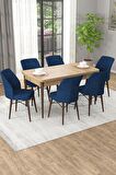 Rovena Arel Meşe 80x132 Açılabilir Mdf Mutfak Masası Takımı 6 Adet Sandalye