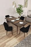 Rovena Arel Barok 80x132 Açılabilir Mdf Mutfak Masası Takımı 4 Adet Sandalye