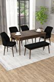 Rovena Arel Barok 80x132 Açılabilir Mdf Mutfak Masası Takımı 4 Adet Sandalye + 1 Bench