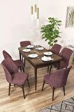 Rovena Arel Barok 80x132 Açılabilir Mdf Mutfak Masası Takımı 6 Adet Sandalye