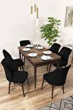 Rovena Arel Barok 80x132 Açılabilir Mdf Mutfak Masası Takımı 6 Adet Sandalye