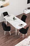 Rovena Arel Beyaz Mermer 80x132 Açılabilir Mdf Mutfak Masası Takımı 4 Adet Sandalye