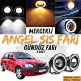 Dacia Logan Uyumlu Üniversal Mercekli Angel Sis Farı Metal Su Geçirmez 76 mm Turuncu Halkalı Gündüz Farı Angel Eyes 2 Adet