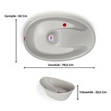 OKBaby Bebek Banyo Seti Bella Dijital Termometreli Çift Yönlü Küvet + Küvet Taşıyıcı + Hippo Duş Şapkası A.Gri
