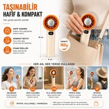 Şarjlı Mini El Vantilatörü Dijital Ekranlı 1-200 Seviyeli Hız Ayarlı USB-C Şarjlı Taşınabilir Masaüstü ve El Tipi Fan 1200 mAh Bataryalı