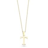 Altın Sade T Harfi Kolye