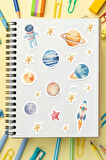 254 Adet Uzay Temalı Sticker Seti - Kalem Suluk Defter Cam Masa Laptop Tablet Sticker Suya Dayanıklı
