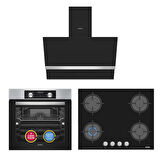 Simfer 10 Fonksiyon Airfry Plus Inox 3'lü Ankastre Set (8210 Fırın + 3653 Ocak + 8738 Davlumbaz)