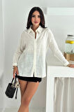 Pamuk Keten File Dantel Detaylı Gömlek