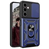 Gpack Samsung Galaxy A15 Kılıf Sert Silikon Tank Aramid Sürgülü Vega Yüzüklü