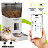 Wero 1080p Ayarlanabilir Kamera, 6 Lt, Wifi Kontrol Kedi / Köpek Besleyici, Pet Feeder, Metal Kase, Beyaz