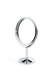 SONX Oval Masaüstü Ayaklı 360° Dönebilen, İşyeri, Seyahat İçin Mini Krom Ayna 15X25CM