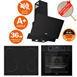 Ferre FryArt&Buharlı Gavio Sessiz Davlumbaz Elektrikli Siyah Ank. Set ( D063-SA + MS261 + QEP64CS )