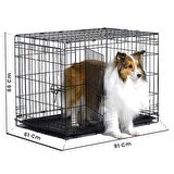 Metal Köpek Kafesi 91x61x66 Cm Siyah