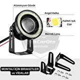 Fiat Doblo D3 2010-2015 Uyumlu Üniversal Mercekli Angel Sis Farı Metal Su Geçirmez 76 mm Buz Mavi Halkalı Gündüz Farı Angel Eyes 2 Adet