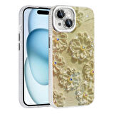 Gpack Apple iPhone 14 Kılıf Parlak Taşlı Çiçek Desenli Garden Sert Silikon