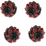 Emesrobotik 80mm Mecanum Tekerlek Seti KIRMIZI (4 Adet-2 Sağ- 2 Sol) – TT Motor Uyumlu Kaplin Hediyeli