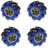 Emesrobotik 80mm Mecanum Tekerlek Seti MAVİ(4 Adet-2 Sağ- 2 Sol) – TT Motor Uyumlu Kaplin Hediyeli