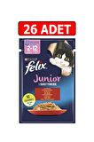 Sığır Etli Junior Yavru Kedi Islak Maması 85gr 26adet Kedi Yaş Mama Kedi Pouch Konserve