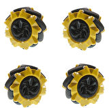 Emesrobotik 80mm Mecanum Tekerlek Seti SARI (4 Adet-2 Sağ- 2 Sol) – TT Motor Uyumlu Kaplin Hediyeli