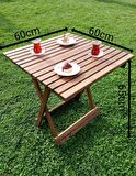 Ahşap Katlanır Piknik ve Kamp Masası 60x60
