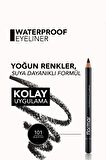 Flormar Mat Bitişli Suya Dayanıklı Göz Kalemi (SİYAH) - Waterproof Eyeliner - 101 Black Ice - 8690604109012