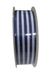Tafta Çizgi Desen Kurdele 25 mm Lacivert 1 Metre