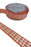 Tafta Ekoseli Kurdele 25 mm Turuncu 1 Metre