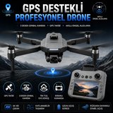 GPS Destekli Profesyonel Drone 4K Kamera, 3 Eksen Gimbal, Engelden Kaçınma Sensörü, Ekranlı Kumanda, Tek Tuş Eve Dönüş