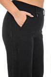 Büyük Beden Kaşmir Toparlayıcı Yüksek Bel Taşlı Cep Detaylı Geniş Paça Kadın Pantolon