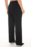 Büyük Beden Kaşmir Toparlayıcı Yüksek Bel Taşlı Cep Detaylı Geniş Paça Kadın Pantolon