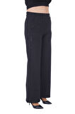 Büyük Beden Kaşmir Toparlayıcı Yüksek Bel Taşlı Cep Detaylı Geniş Paça Kadın Pantolon