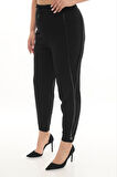 Büyük Beden Mom Yüksek Bel Taş Detaylı Boru Paça Örme Kadın Pantolon