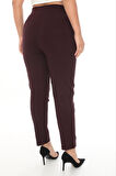 Büyük Beden Mom Yüksek Bel Boru Paça Detaylı Örme Kadın Pantolon