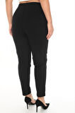 Büyük Beden Mom Yüksek Bel Boru Paça Detaylı Örme Kadın Pantolon