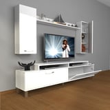 Decoraktiv Ekoflex 7 Slm Krom Ayaklı Tv Ünitesi Tv Sehpası - Parlak Beyaz