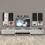 Decoraktiv Ekoflex 8da Mdf Krom Ayaklı Tv Ünitesi Tv Sehpası - Beyaz Siyah