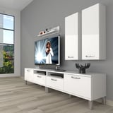 Decoraktiv Eko 5200d Slm Krom Ayaklı Tv Ünitesi Tv Sehpası - Parlak Beyaz
