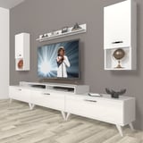 Decoraktiv Ekoflex 270da Mdf Retro Tv Ünitesi Tv Sehpası - Parlak Beyaz