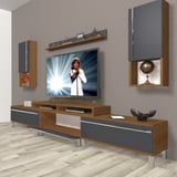 Decoraktiv Ekoflex 270ta Mdf Krom Ayaklı Tv Ünitesi Tv Sehpası - Ceviz Antrasit