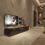 Decoraktiv Trendstyle 4 Mdf Tv Ünitesi Tv Sehpası - Ceviz - Siyah Mermer